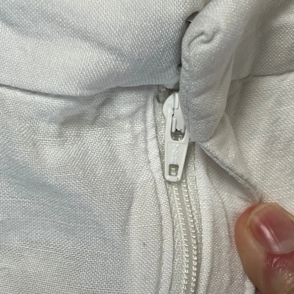 HM White Linen Blend Wide Leg High Rise Trousers Pants US 4‎ Melange